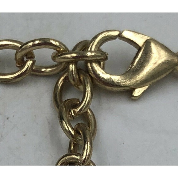 Leslie Danzis Necklace Statement Crystal Bronze Tone Chain - Picture 4 of 6